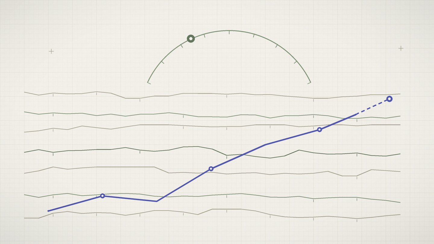 Drafting style plate of a canyon route on grid paper, with a winding river line between rim arcs, waypoint dots, and a small water gauge scale